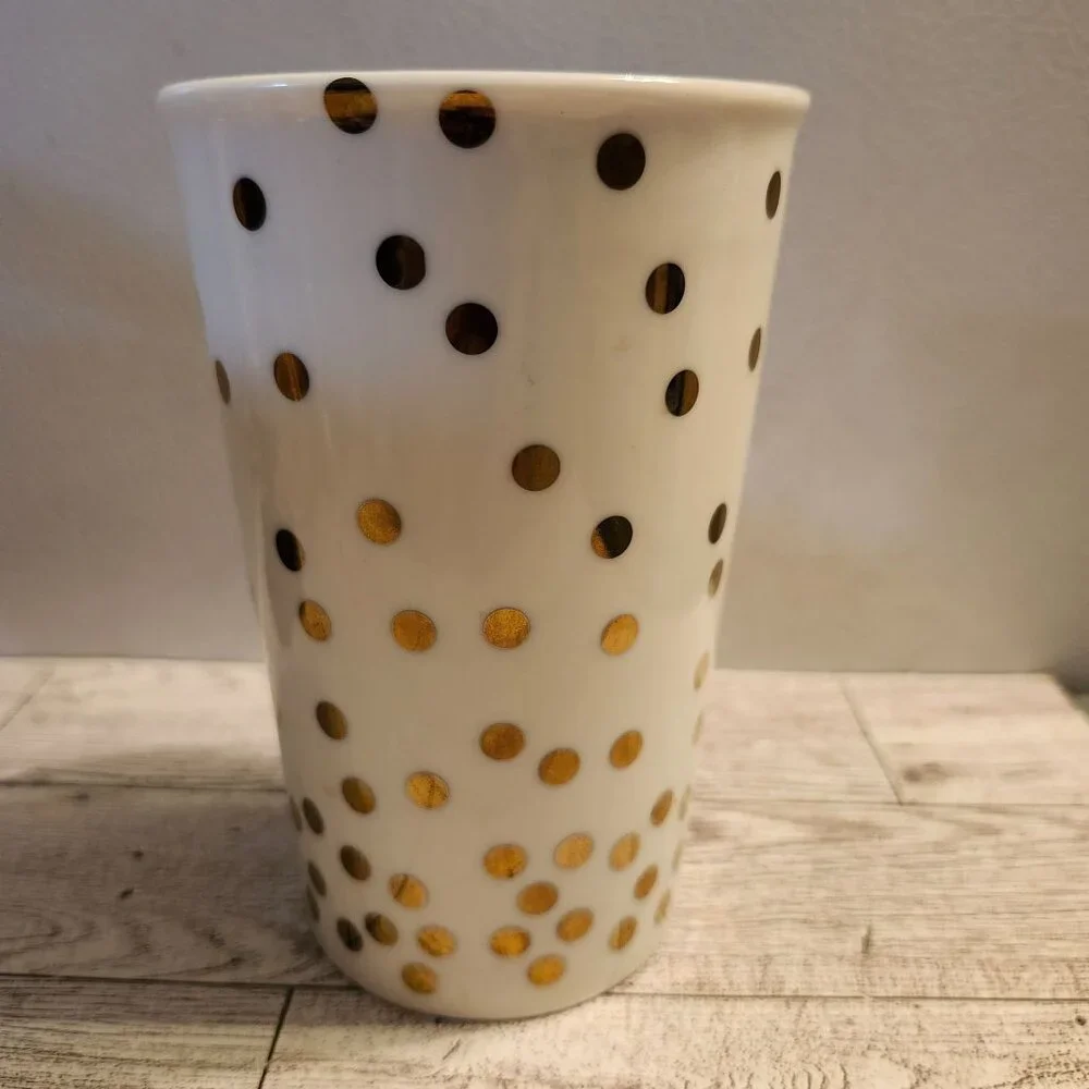 Ceramic Travel Mug with Lid Best Day Ever Polka Dot Charming Charlie